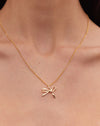 Bow Charm Necklace 23k Gold Plated