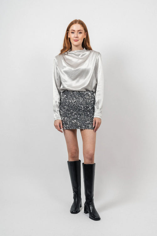 Shimmer Mini Skirt Silver