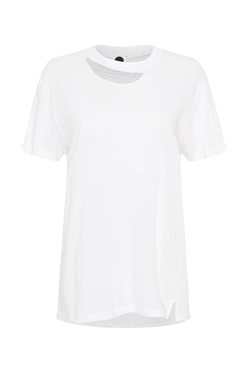 Raw Cutout Short Sleeve T.Shirt White