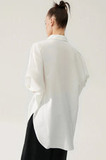 Cotton Silk Round Shirt White