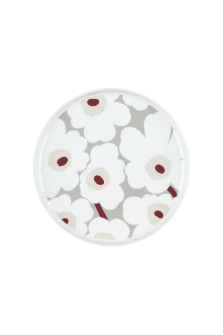 Oiva / Unikko Plate 25cm White Light Grey Red Yellow