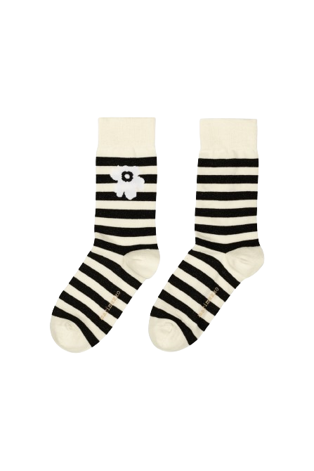 Kasvaa Tasaraita Unikko One Socks Off-White Black