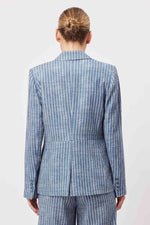 Panama Linen Viscose Blazer in Del Mar Stripe