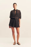 Houston Short Sleeve Neck Tie Shirt Noir Polka