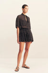 Houston Short Sleeve Neck Tie Shirt Noir Polka