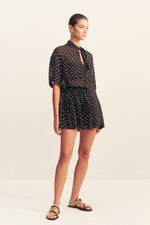 Houston Short Sleeve Neck Tie Shirt Noir Polka