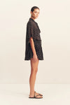Houston Short Sleeve Neck Tie Shirt Noir Polka