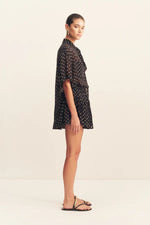Houston Short Sleeve Neck Tie Shirt Noir Polka