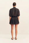 Houston Short Sleeve Neck Tie Shirt Noir Polka