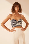 Oceane Strapless Twist Top Navy/Ivory