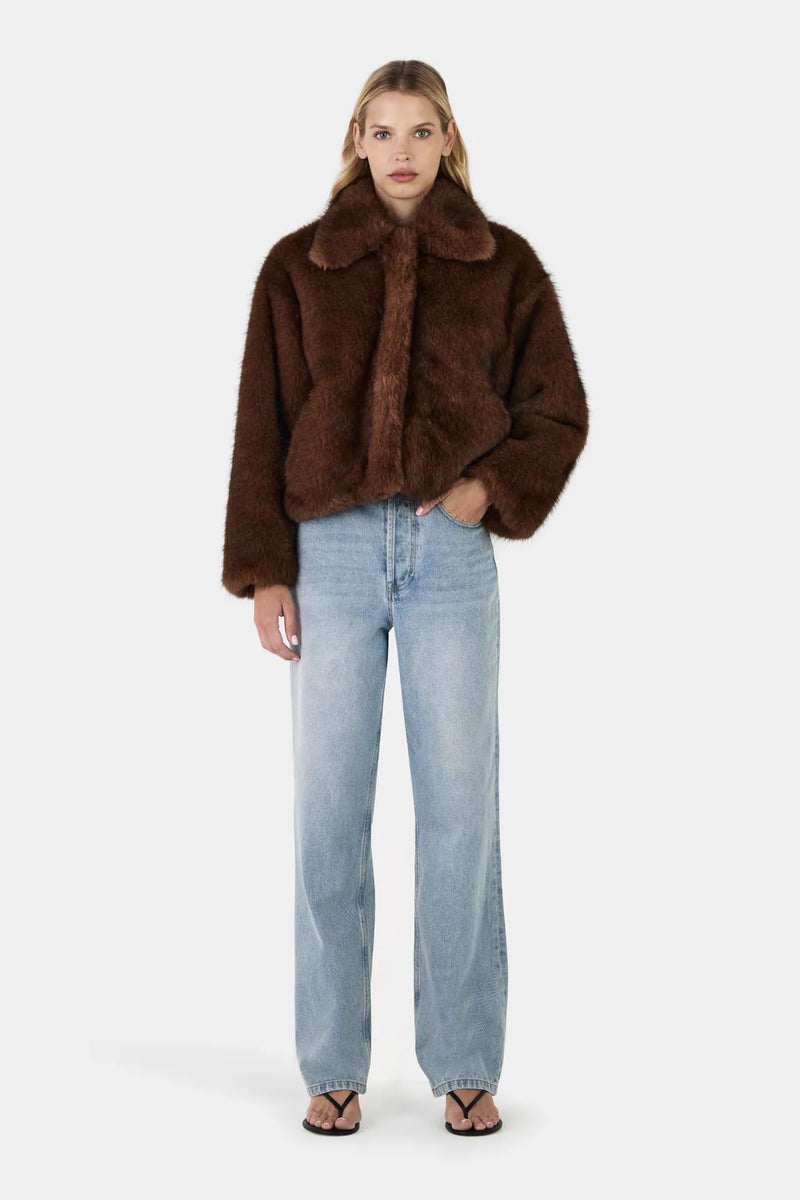 Frankie Faux Fur Jacket Chocolate
