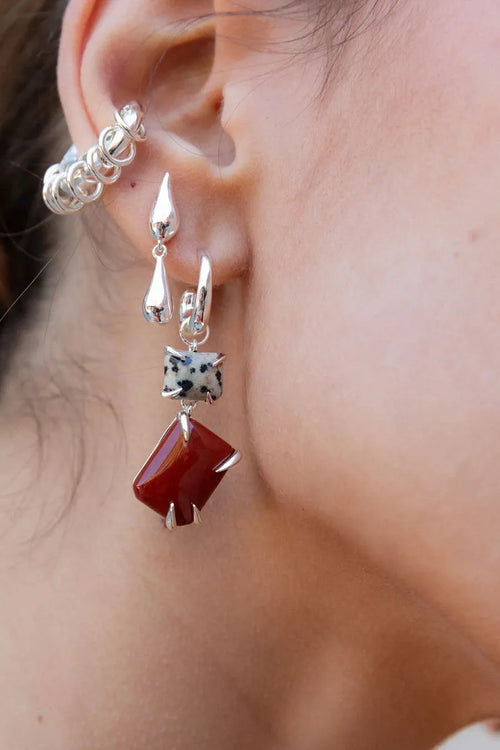 Double Drop Claw Earrings Sterling Silver Plating