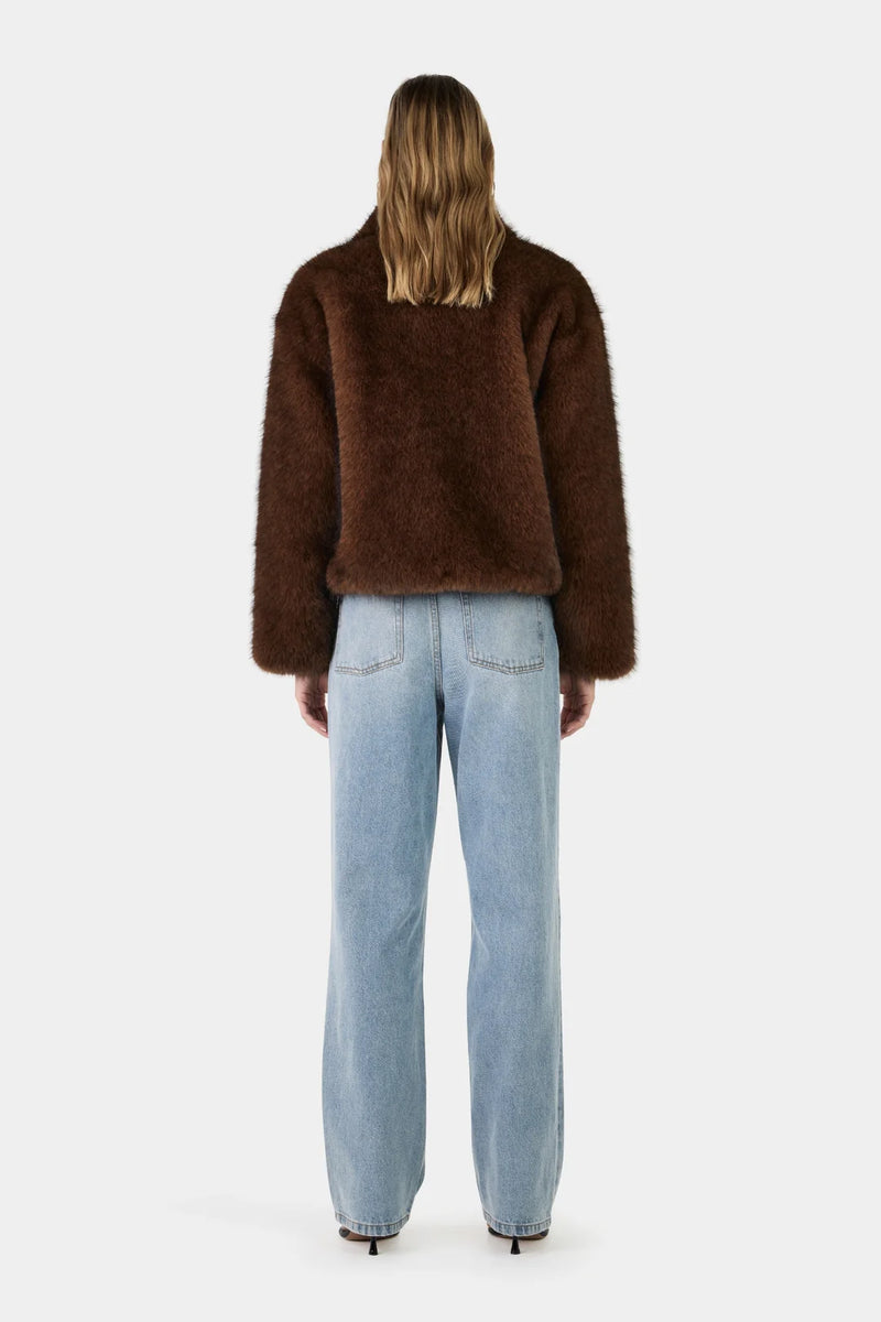 Frankie Faux Fur Jacket Chocolate