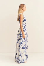 Willa Asymmetrical Gathered Maxi Dress Bluebell Wallpaper