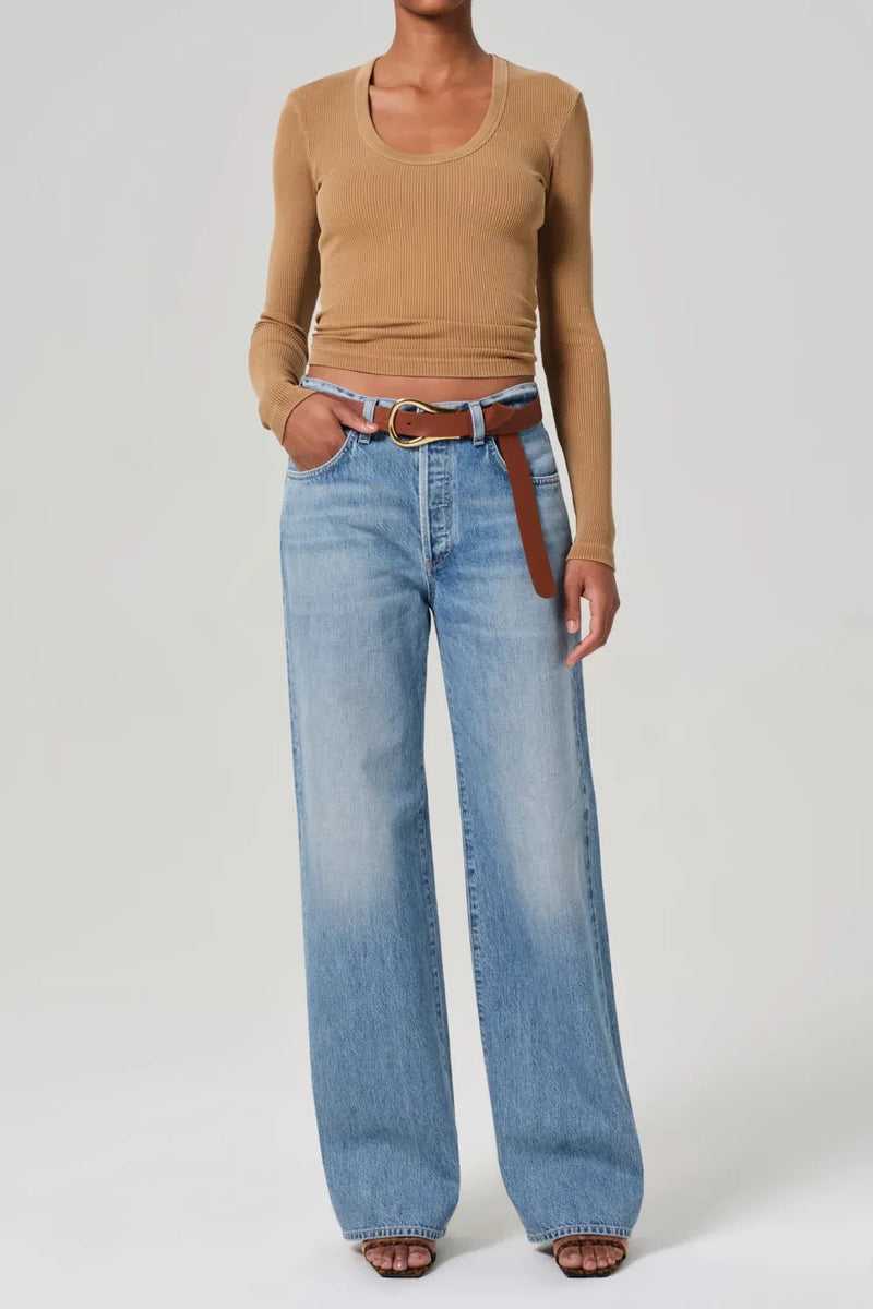 Annina High Rise Wide Leg 33" in Meuse