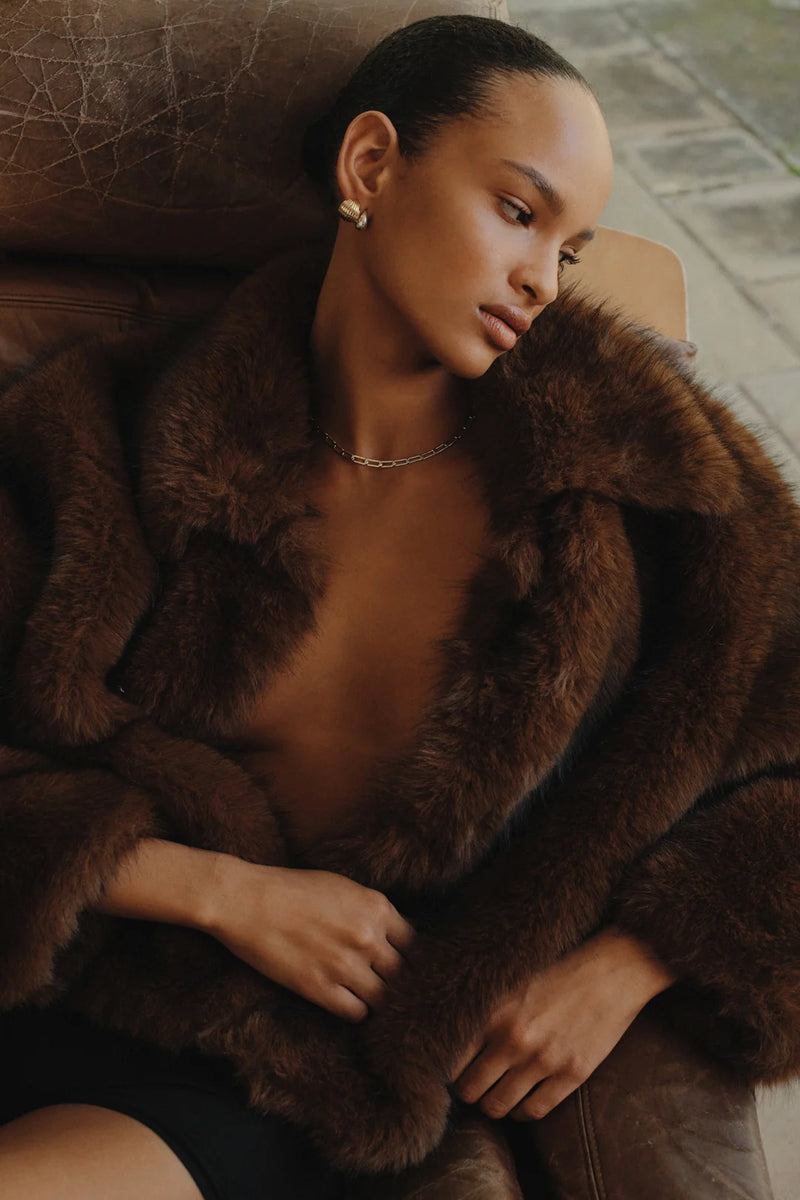 Frankie Faux Fur Jacket Chocolate