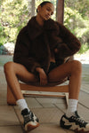 Frankie Faux Fur Jacket Chocolate