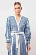 Coba Linen Viscose Midi Dress in Del Mar Stripe
