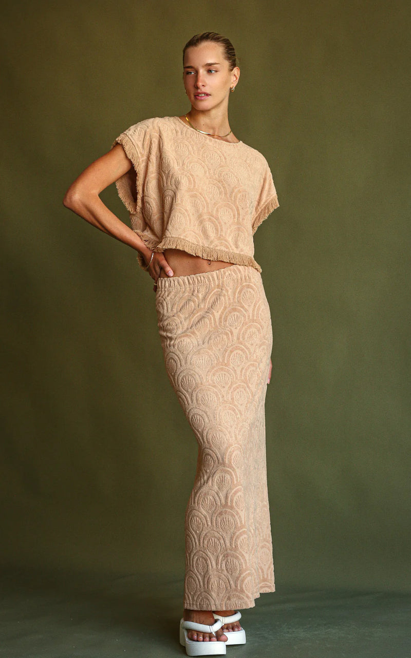 Marrakesh Tile Terry Skirt Macadamia