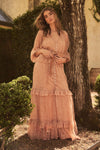 Lace Ruffle Maxi in Nude