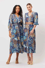 Laguna Viscose Dobby Coat Dress in Aztec Floral
