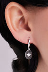 Diamond Signet Earrings Silver