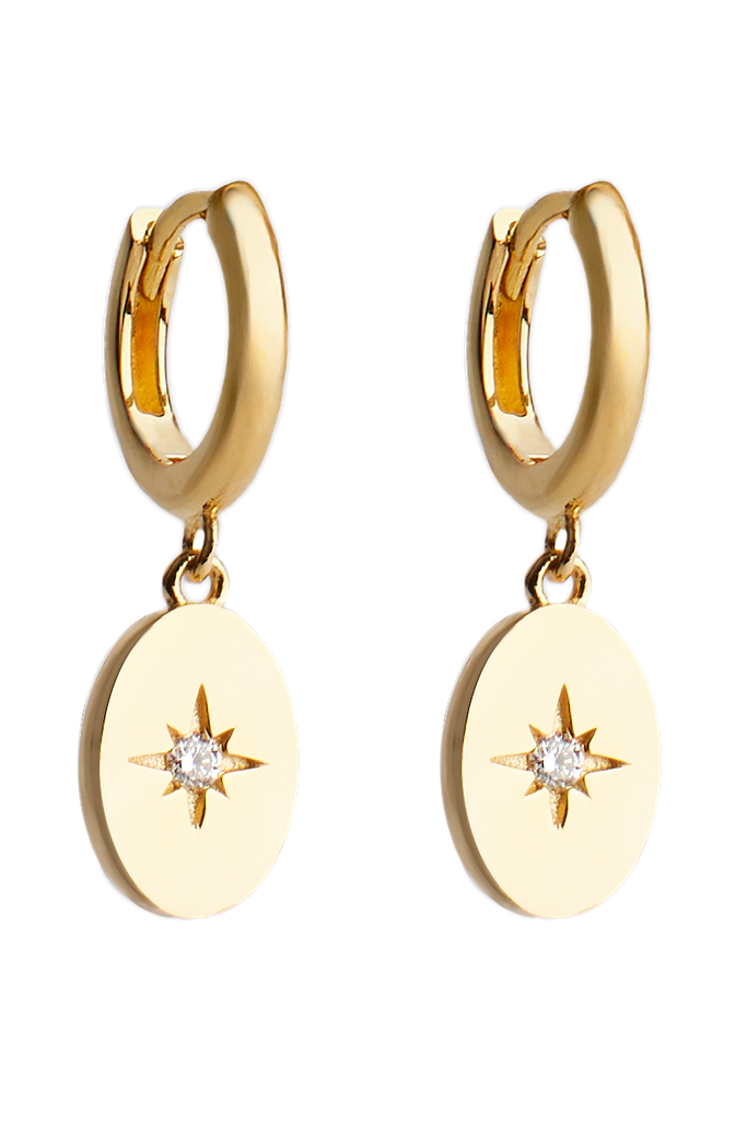 Diamond Signet Earrings Gold