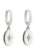 Diamond Signet Earrings Silver