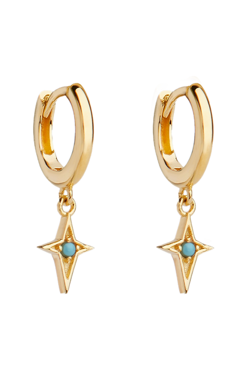 Turquoise North Star Earrings Gold