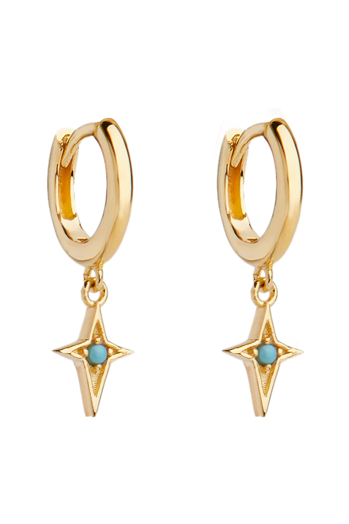 Turquoise North Star Earrings Gold