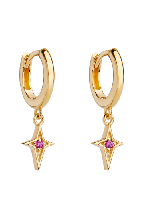 Ruby North Star Earrings Gold