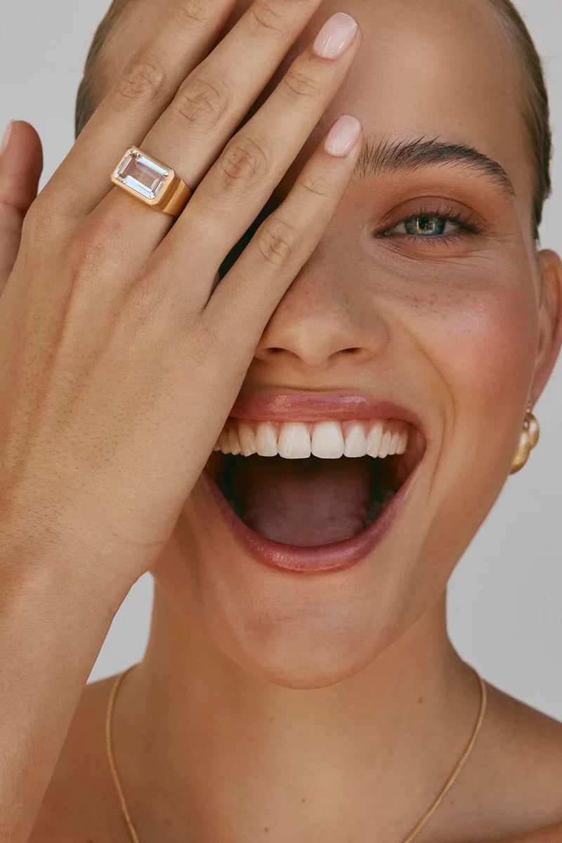 Crystal Cocktail Ring Gold