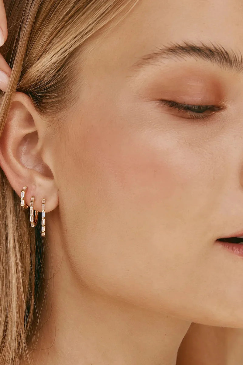 Crystal Baguette Maxi Hoops Gold