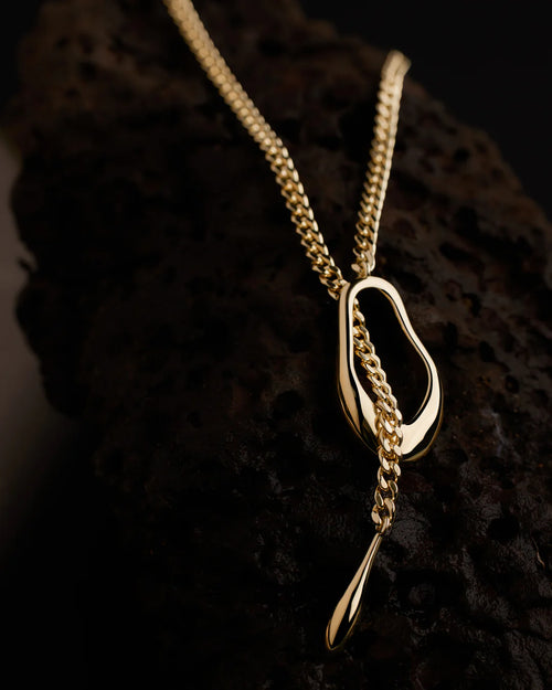 Lariat Organic Necklace 18K Gold Plating