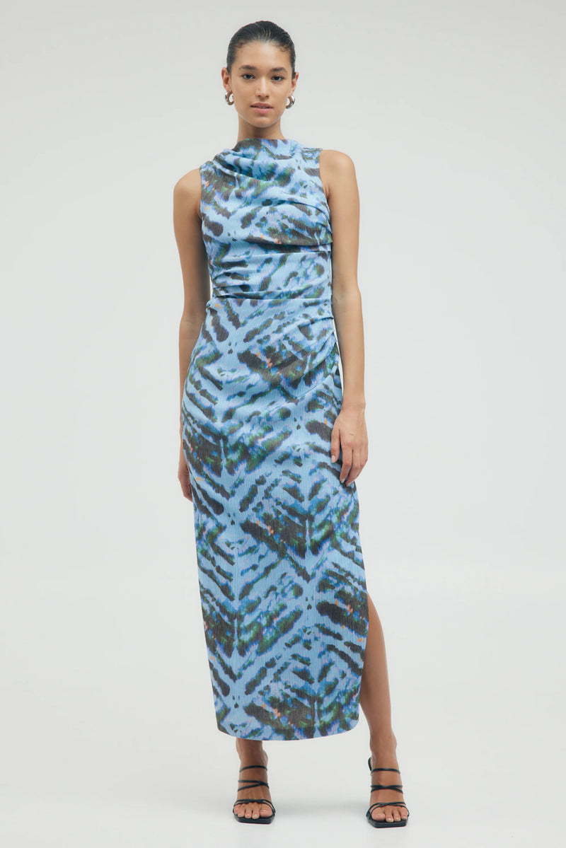 Electric Tucked Maxi Tank Dress Tie Dye