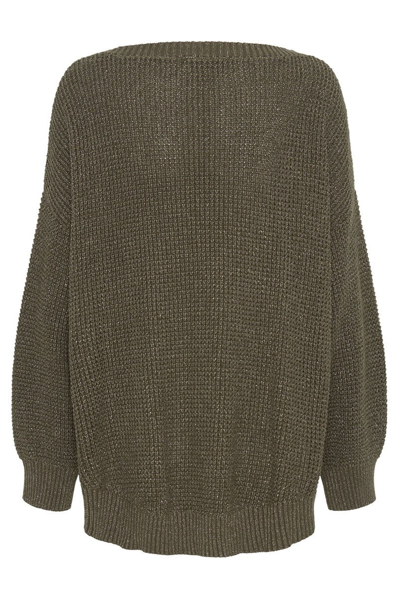 Le Freak Metallic Zipped Knit Sweater Khaki
