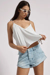 Deep V Front Singlet White