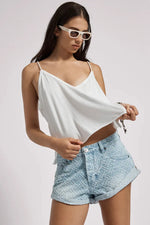 Deep V Front Singlet White