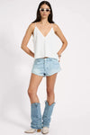 Deep V Front Singlet White