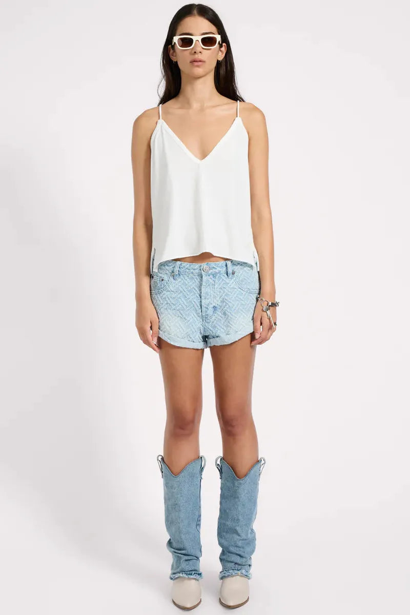 Deep V Front Singlet White