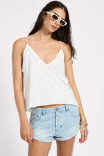 Deep V Front Singlet White