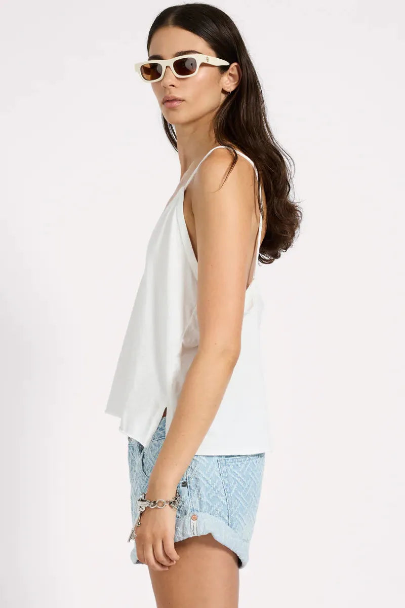 Deep V Front Singlet White