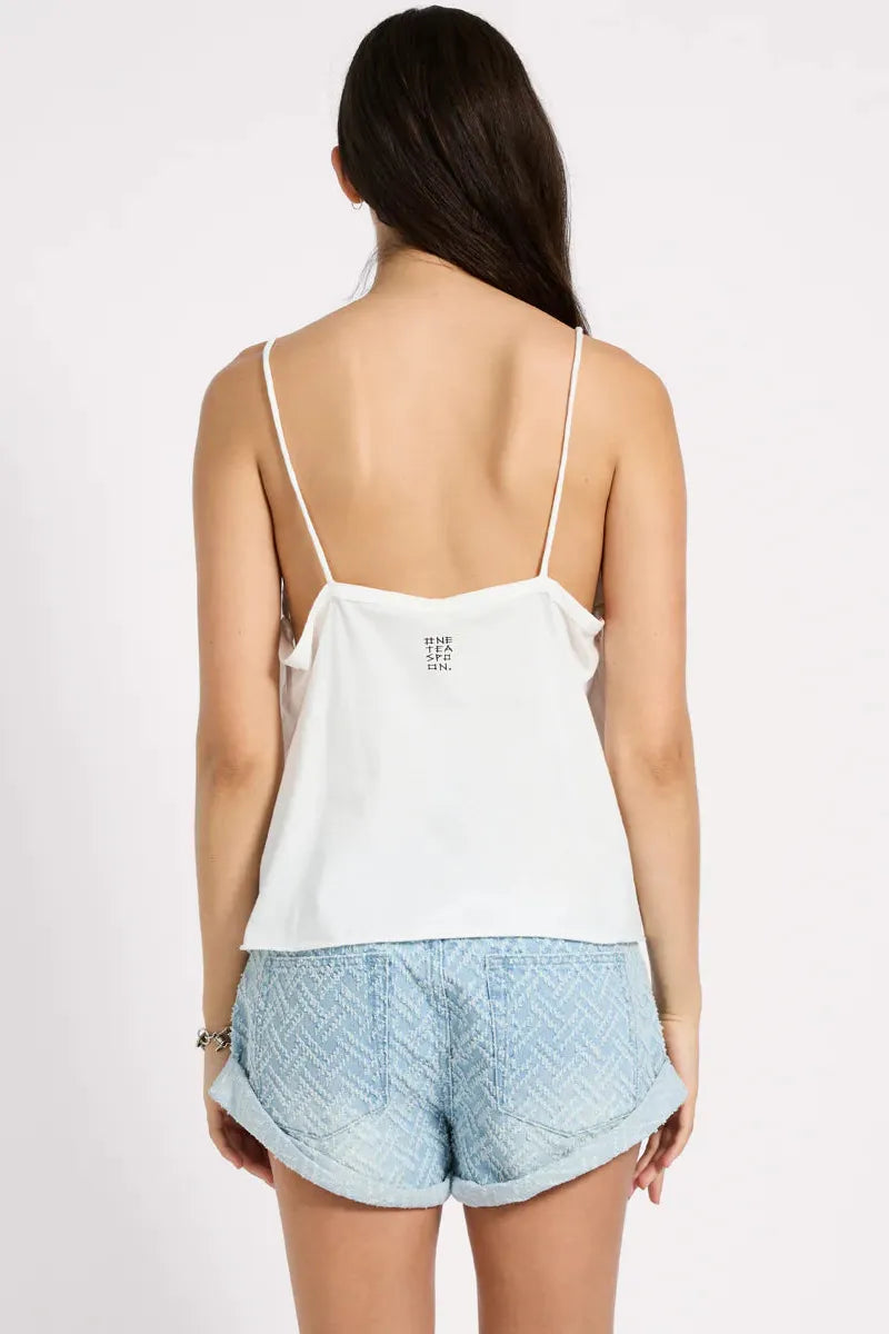 Deep V Front Singlet White