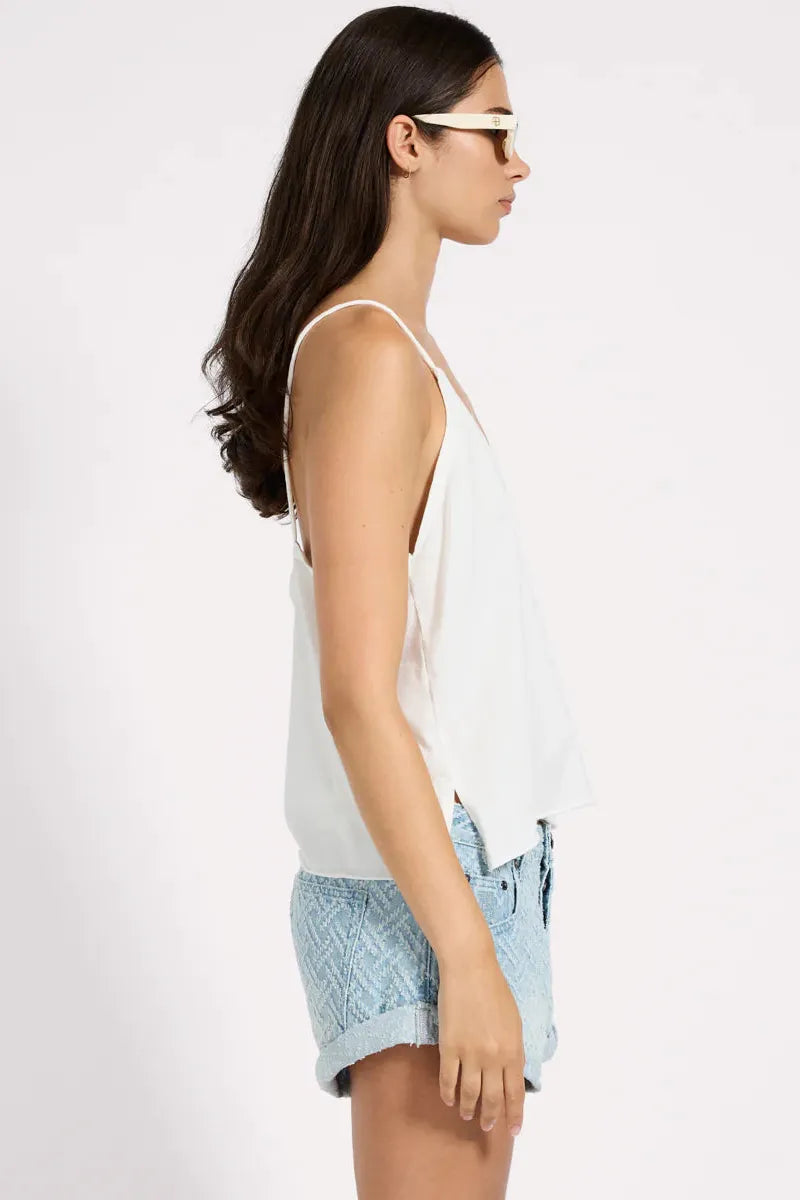 Deep V Front Singlet White