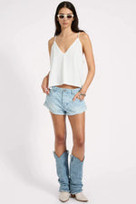 Deep V Front Singlet White