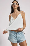 Deep V Front Singlet White