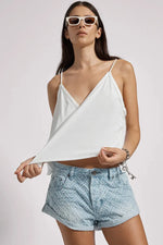 Deep V Front Singlet White