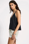 Deep V Front Singlet Black