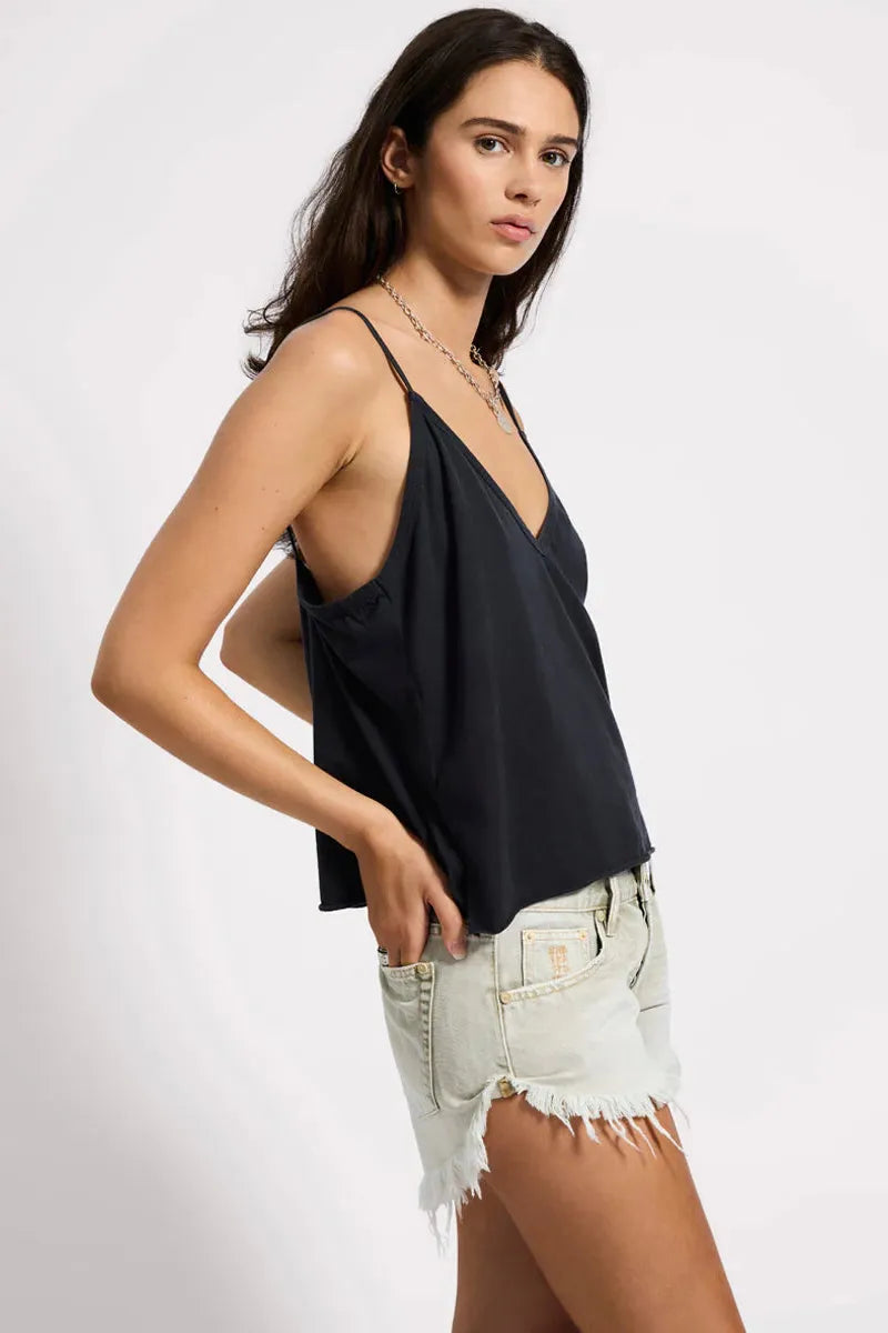 Deep V Front Singlet Black
