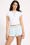 Hunters Mid Waist Boyfriend Elasticated Denim Shorts Xanthe